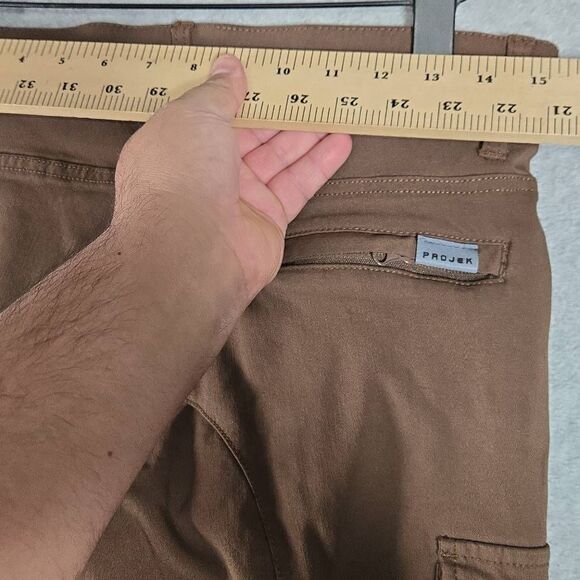 Projek Raw Bungee Flex Cargo Brown Stretch Casual Travel Work Pants Sz 30 Small - Picture 9 of 12